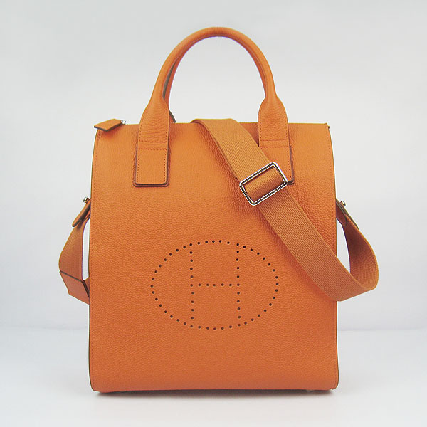 Best Hermes Togo Leather Handbag Orange 8076